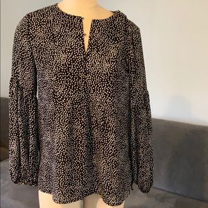 LOFT long sleeve polka dot top, pleated bottom